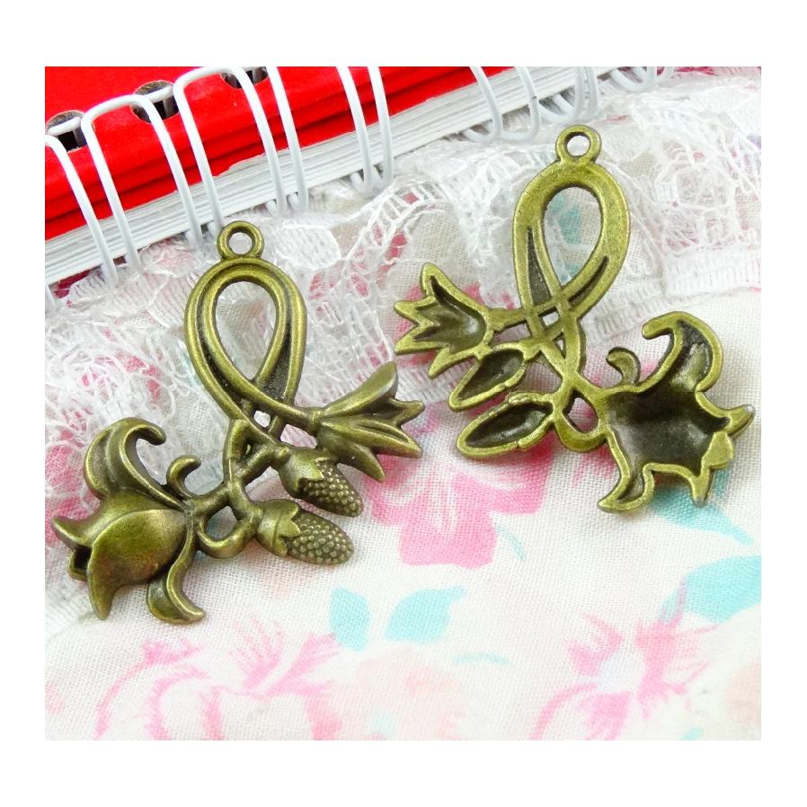 20 Pieces /lot 31*31MM Antique Bronze Plated Flowers Charms Pendant Diy Jewelry Findings Accessories