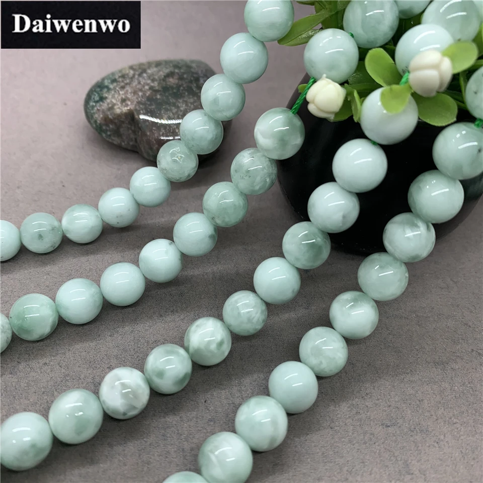 

Natural Green Angelite Beads Round Loose 4/6/8/10/12mm for Women DIY Accessories