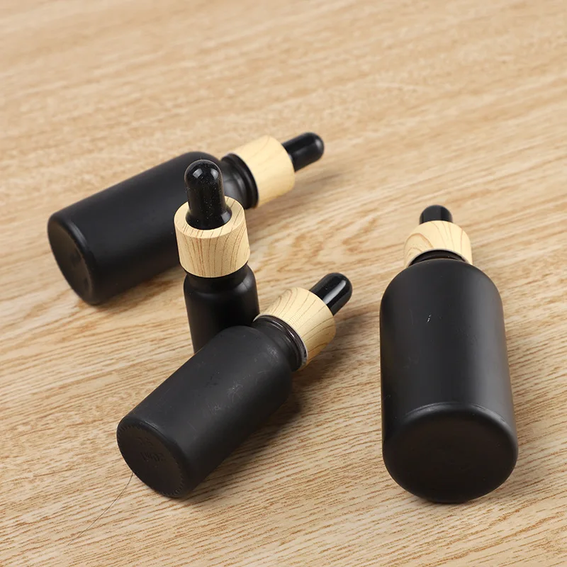 Dropper Bottle Tubes Frosted Black Glass Aromatherapy Liquid for Essential Massage Oil Pipette Container Refillable Bottle