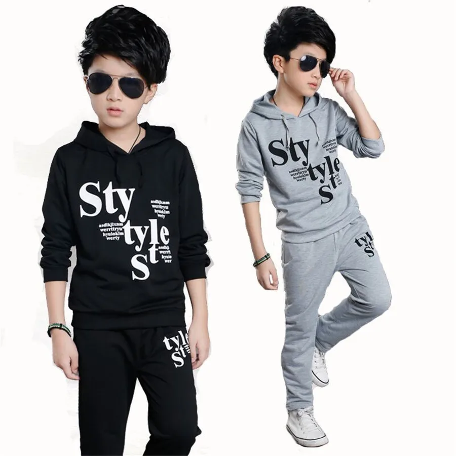 Teen Children Clothes 5-14year Boys letter print Tracksuit  Tops Pants 2PCS Children Spring Outfits Set