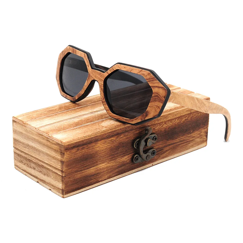 

Unique Multiple Wood Sunglasses Men Women Irregular Octagon Glasses Retro Narrow Frame Polarized Lens UV400 High Quality