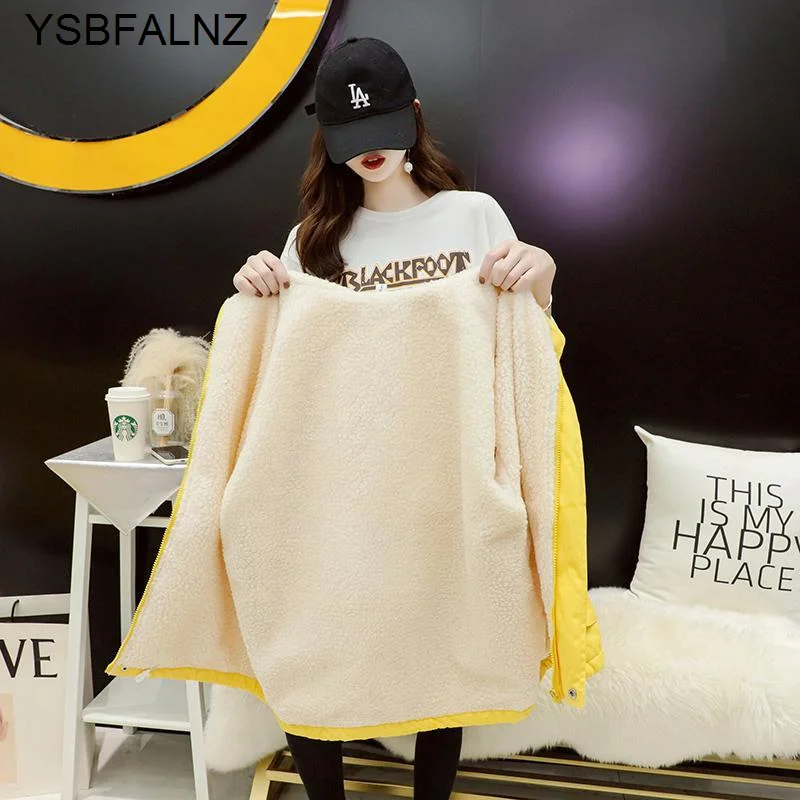 

Hooded Windbreaker Jacket Women 2023 Autumn Winter Coat Wear Loose Outwear Lamb Thick Wool Female Jacke Plus Velvet Clothing New