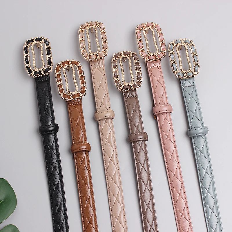 

Women's Runway Fashion Vintage Genuine Leather Cummerbunds Female Dress Corsets Waistband Belts Decoration Narrow Belt TB1806