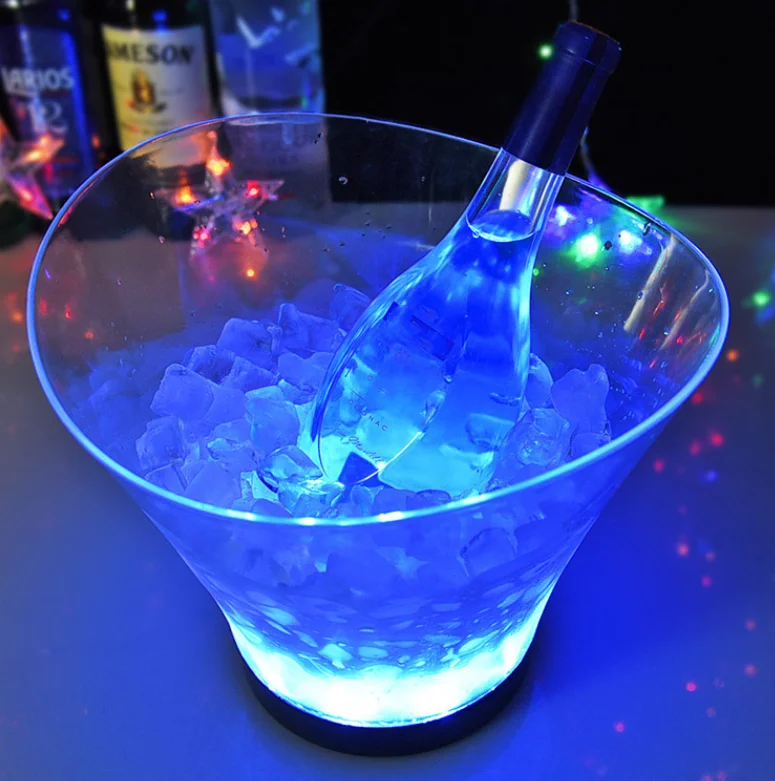 6.5L Waterproof ABS LED Ice Bucket 7 Color LED Champagne Bowl KTV Bars Nightclubs LED Light Up Beer Bucket Bars Night Party