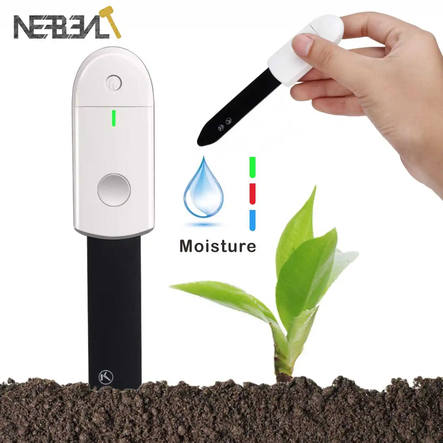 Digital Soil Water Tester-Moisture Sensor Hygrometer for Potted Plants, Lawn & Farm, Easy-to-Read Gardening Tool