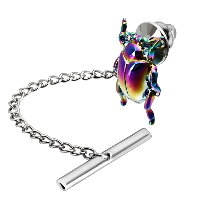 HAWSON New Arrival Colorful Beetle Tie Tack Tie Pin with Chain Designed for Mens Regular Necktie Fashion Jewelry