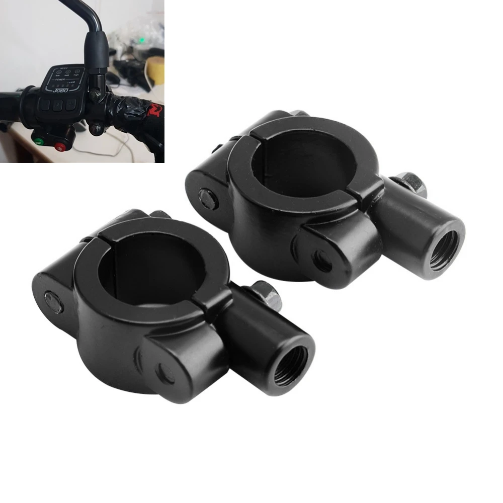 8mm 10mm Black Handlebar Mirror Adapter Mount Holders Bracket Clamp Universal Motorcycle Handle Bar Bike