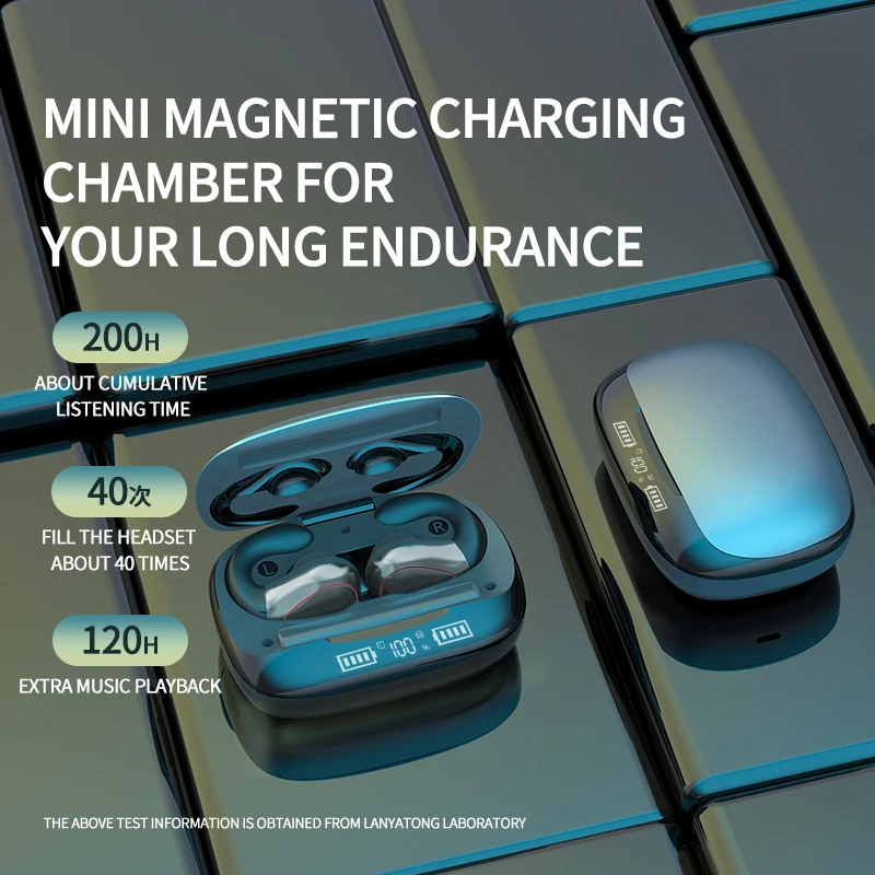 TWS 이어폰 무선 블루투스 5.0 헤드폰 방수 스포츠 헤드셋 마이크가있는 소음 감소 이어 버드