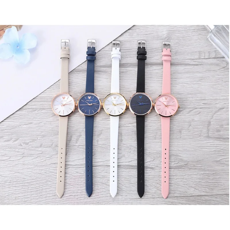 Disney Top Brand Original Womens Watches Mickey Mouse Leather Quartz Ladies Clock Fashion Waterproof Female Girls Party New Gift