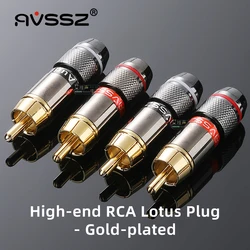 AVSSZ pozłacane złącze RCA Jack złącze męskie RCA Adapter lutowane zamykane Audio wideo przewód sygnałowy złącze Max6.5mm kabel