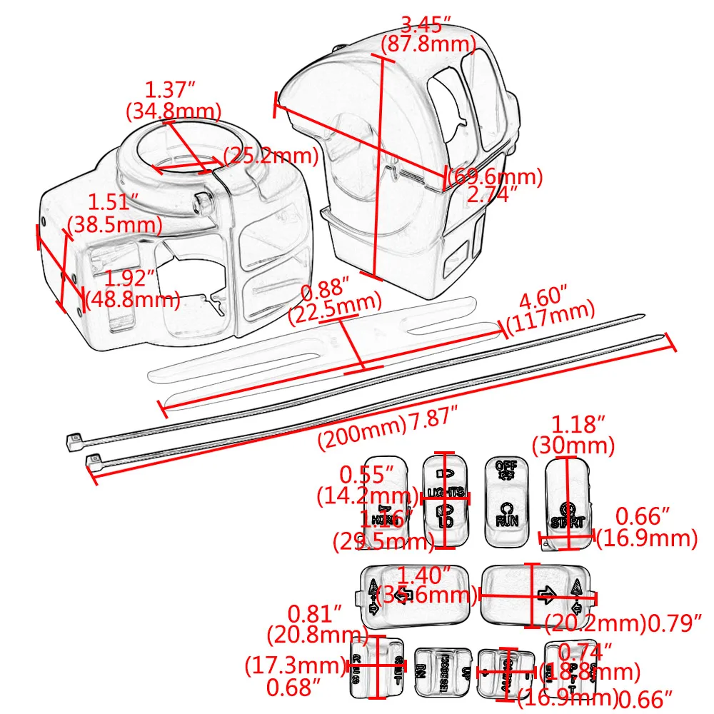 Motorcycle Chrome Switch Housings Switch Caps For Harley Glides FLHTCU FLHTK FLTR FLTRU FLHRC FLHTCUTG FLHR Handlebar Controls