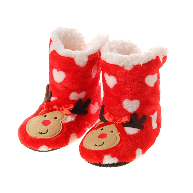 Mntrerm Kids Girls Boys Christmas Snowflake Slipper Shoes Critter Kids Bootie Slipper Winter House Boot Socks 3-12 Year Old