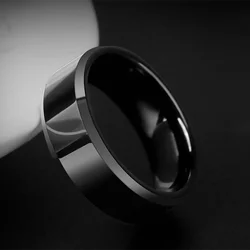 8mm Fashion Black Stainless Steel Men Ring Wedding Band For Women Party Gift