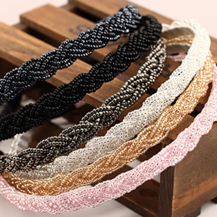 Trendy Charm Beaded Twist Headband Fine Pearl Headband New Hair Accessories Headwear