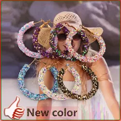 Xujiafu New Flash Resin Earrings Woman‘s Hoop Earrings For Women Hoop Earrings Fashion Wedding Party Hot 2025 Jewelry Gifts