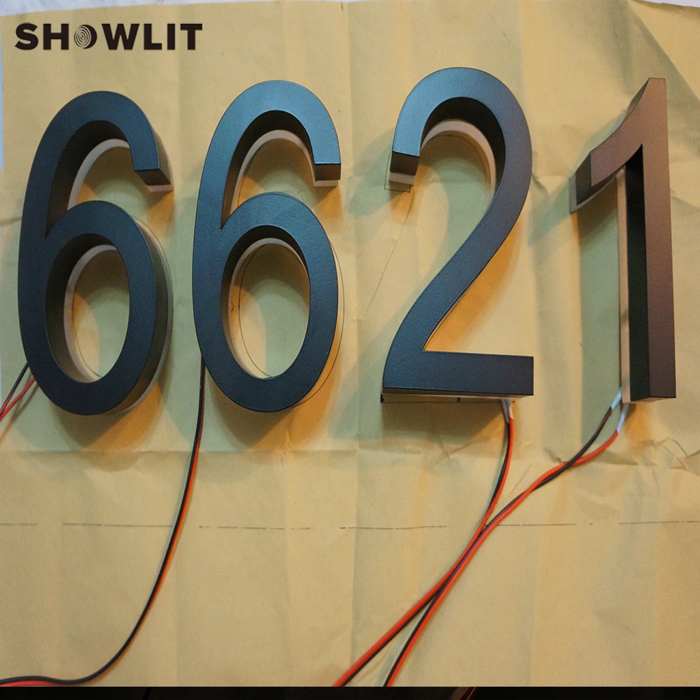 Led Lighting House Numbers Black Painting Backlit Home Numbers