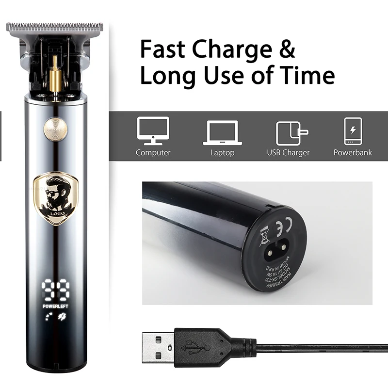 New T9 0mm Electric Hair Clipper Shaver Beard Trimmer USB Rechargeable Professional For Men Hair Cutting Machine Barbershop