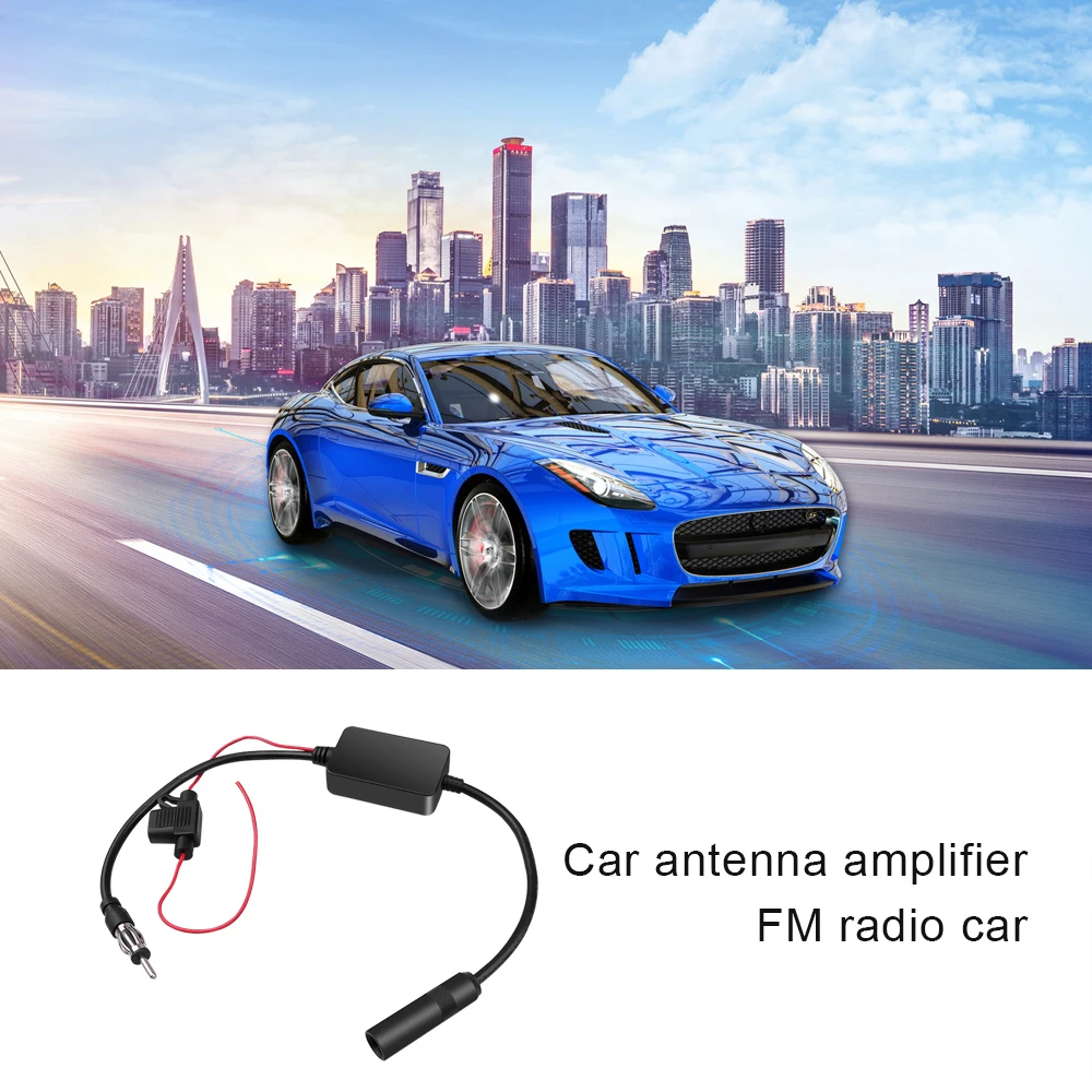 kebidumei Car FM Radio Antenna Signal Amp Amplifier Booster Universal 12V Auto 88-108MHz For Marine Car Vehicle FM Amplifier