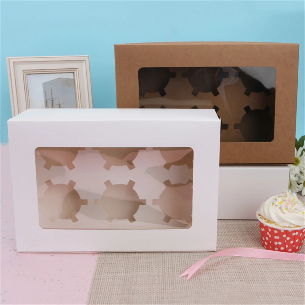 2/4/6/12 Hole Windowed Cupcake Boxes Windowed Cupcake Boxes Convenient White Secure Removable Tray Cupcake Boxes For Gifting