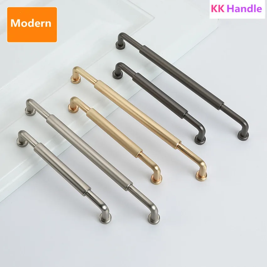 128 192mm Modern Simple Fashion Brushed Brass Kitchen Cabinet Wardrobe Door Handle Stain Nickel Black Cupboard Drawer Knob Pull