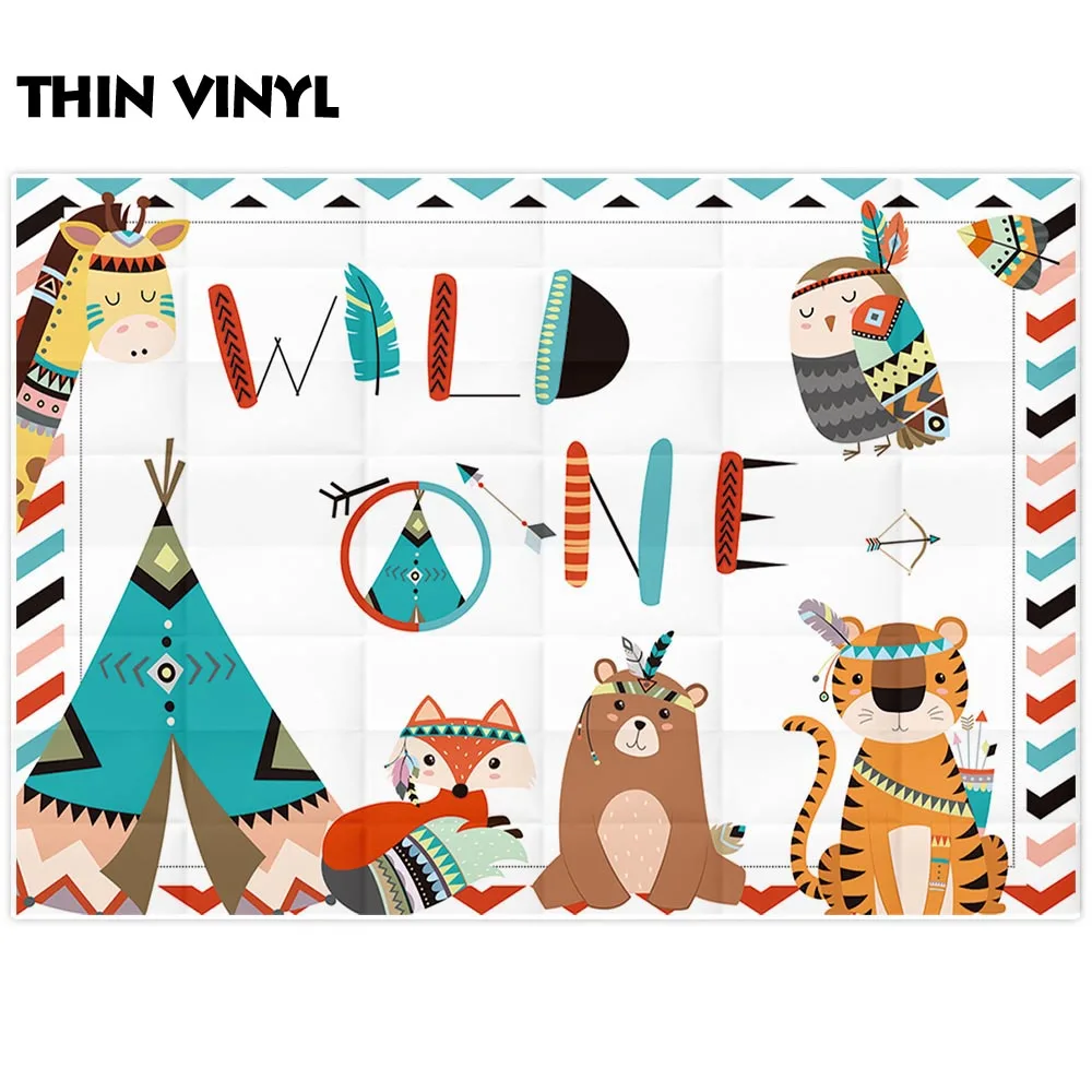 Allenjoy photophone backdrops Birthday wild one Indian woodland animals safari children tent photographic background photocall