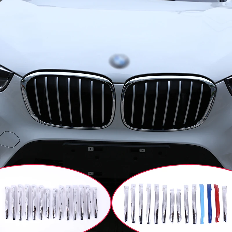 

cheya ABS Chrome Front Grill Decoration Strips Cover Trim for BMW X1 F48 2016-2019 20i 25i 25le Exterior Accessories