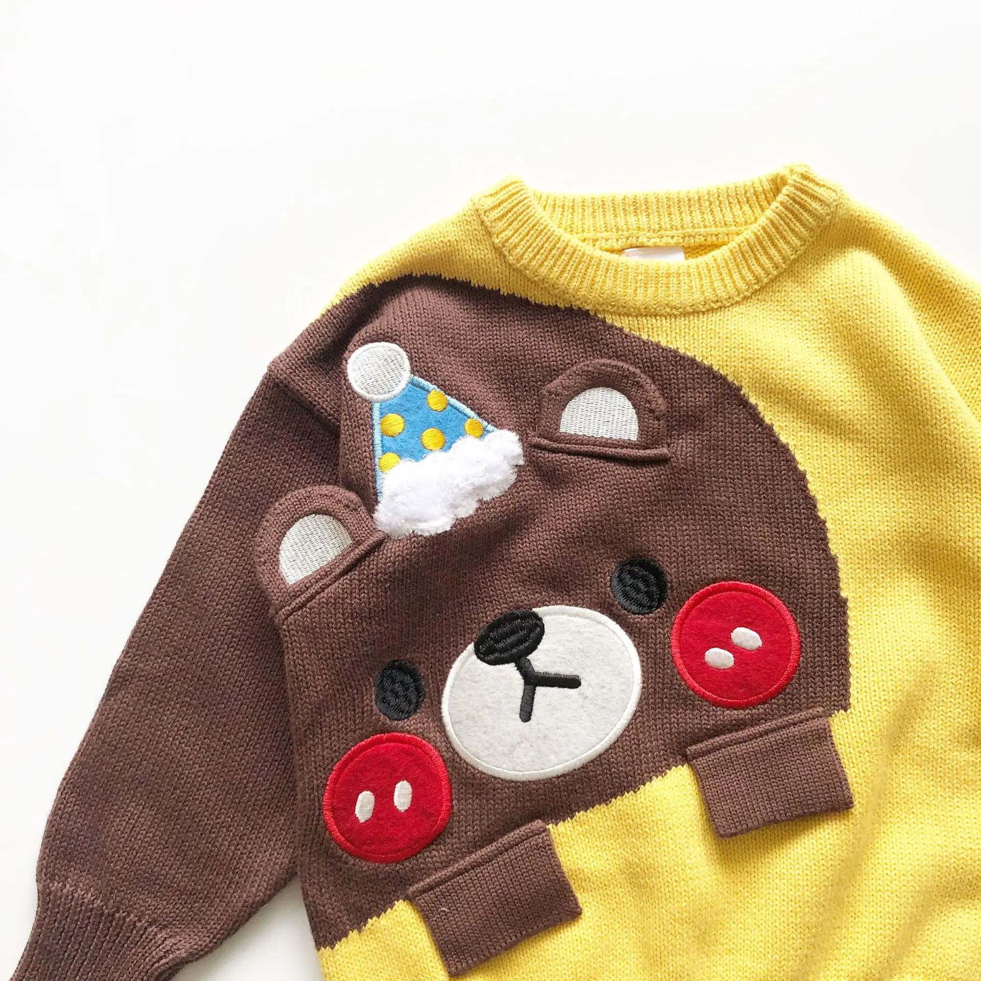 Tonytaobaby Autumn and Winter Children's Cute  Three Dimensional Small Animals Hand Made Pure Cotton Sweater Knitted Pullover