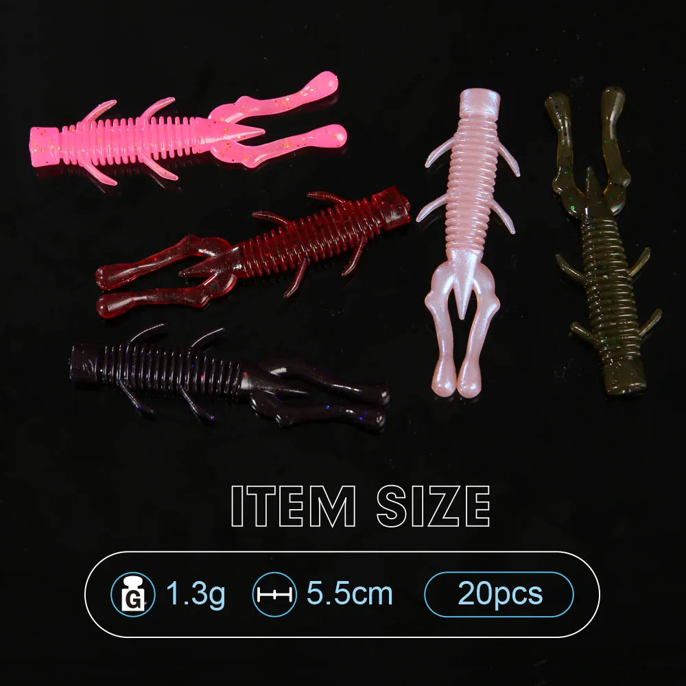 FSTK TPR Soft Bass Bait 55mm 1.3g 20pcs/jar Soft Shrimp Fishing Lure Pesca Lsca Artificial Wobblers Attractive Fish Soft Worm image 3