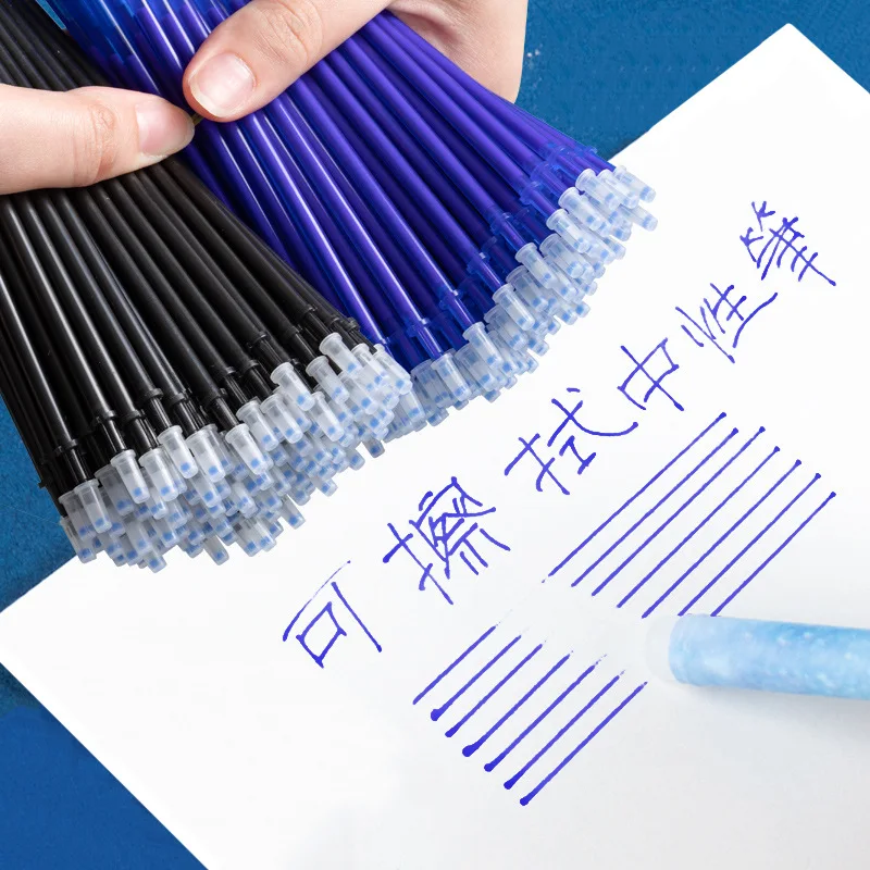 50 Pcs Erasable Gel Pen Refills Rod Blue Black Ink Pen Refills 0.5mm Black / Blue Ink for Erasable Pens Refill School Supplies
