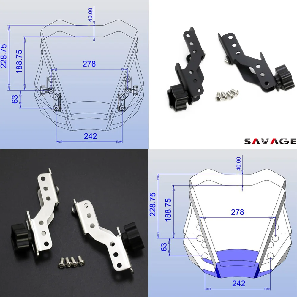 Windshield Support Holder Windscreen Strengthen Bracket Adjusters Airflow adjustable Kits for Suzuki Vstrom DL 1000 2017- 2019