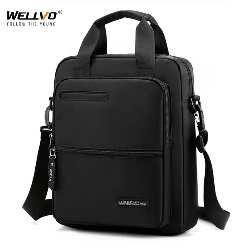 Men Waterproof Shoulder Bag High Quality Nylon Handbag Business Office Crossbody Bags Casual 13 inch Men's Tote Handbags XA98C