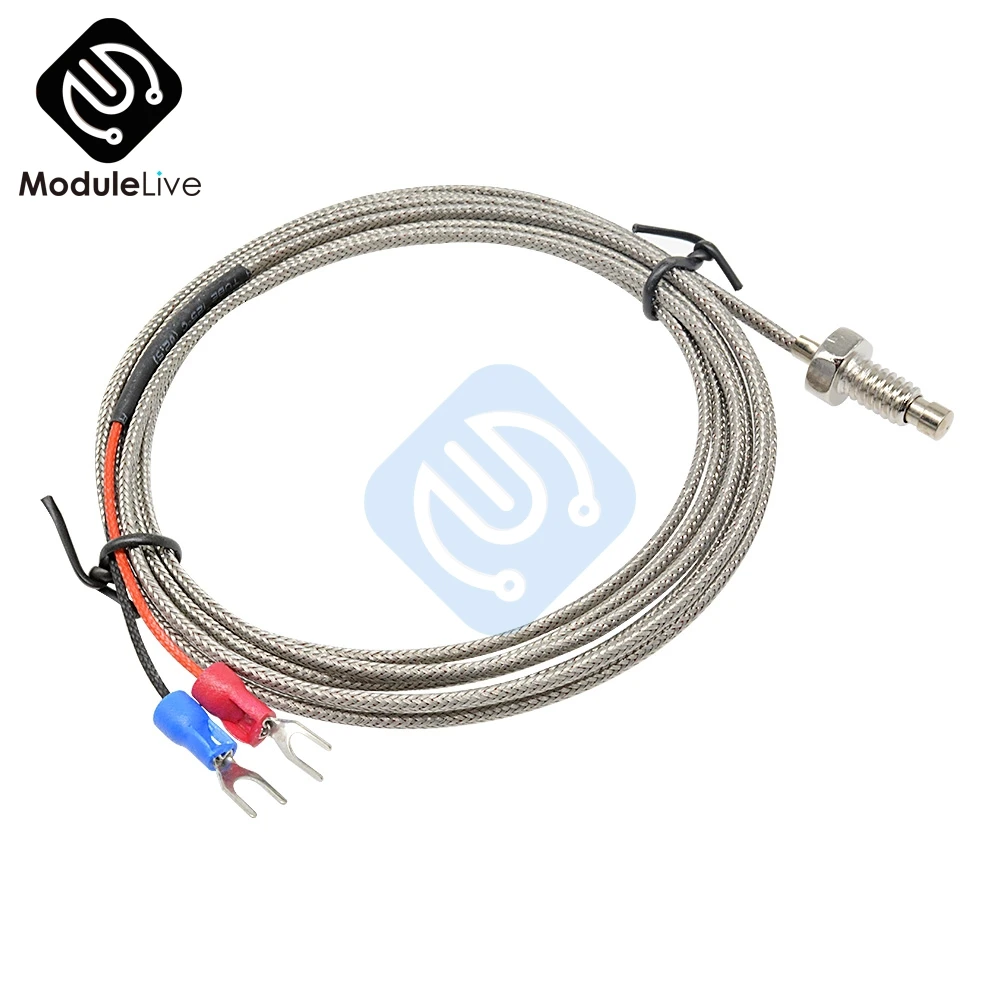 Diymore K Type Thermocouple Cable M6 1M 2M Screw Temperature Sensor Probe 0-800 C For REX-C100 Temperature Controller Thermostat