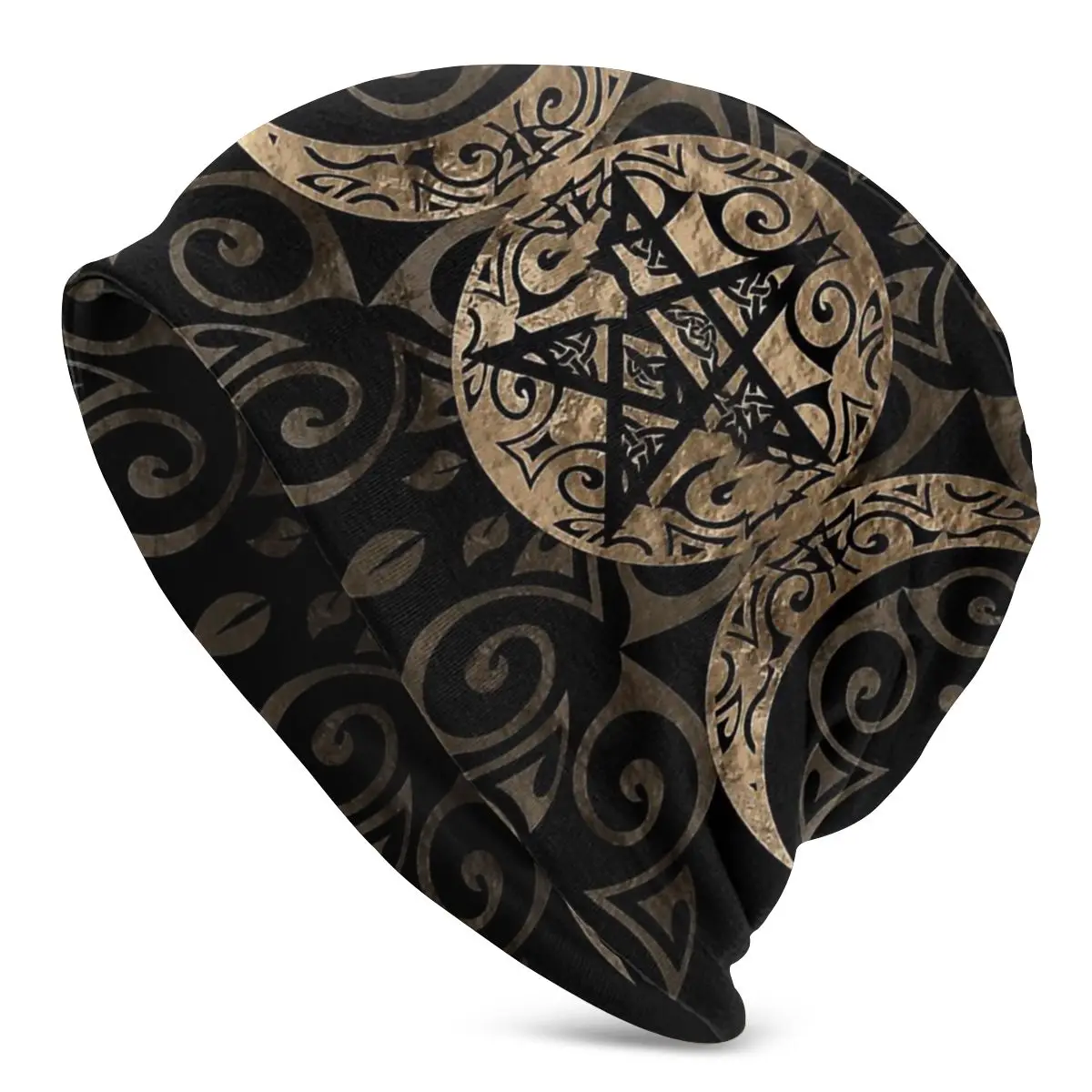 Triple Moon Goddess Pentagram Ornament Washed Warm Bonnet Cycling Casual Beanies Protection Men Women Hats