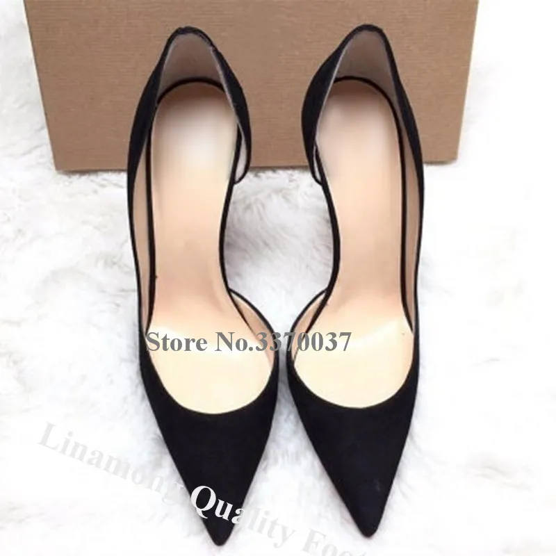 Women Classical Style Pointed Toe Dark Green Suede Leather Stiletto Heel Pumps Slip-on High Heels Formal Dress Shoes Wedding