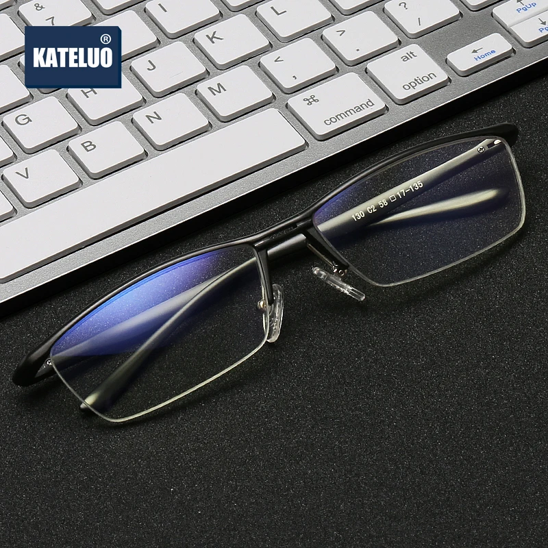 KATELUO Vintage Aluminum Computer Goggles Anti Blue light Fatigue Radiation-resistant Men's Glasses Optical Eyeglasses Frame 130