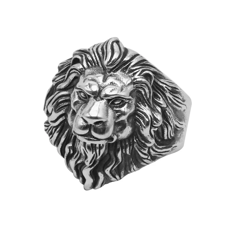 Anello prepotente leone retrò anello in lega da uomo re prateria anello esagerato gioielli regalo apertura regolabile