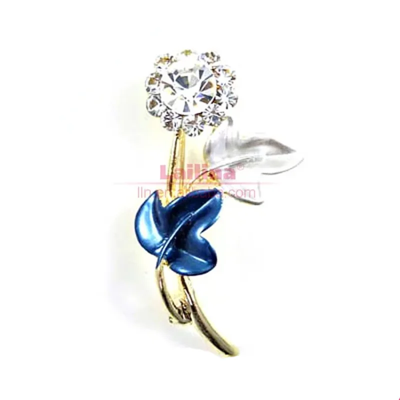 Blue Enamel White rhinestone Crystal Fashion Brooches