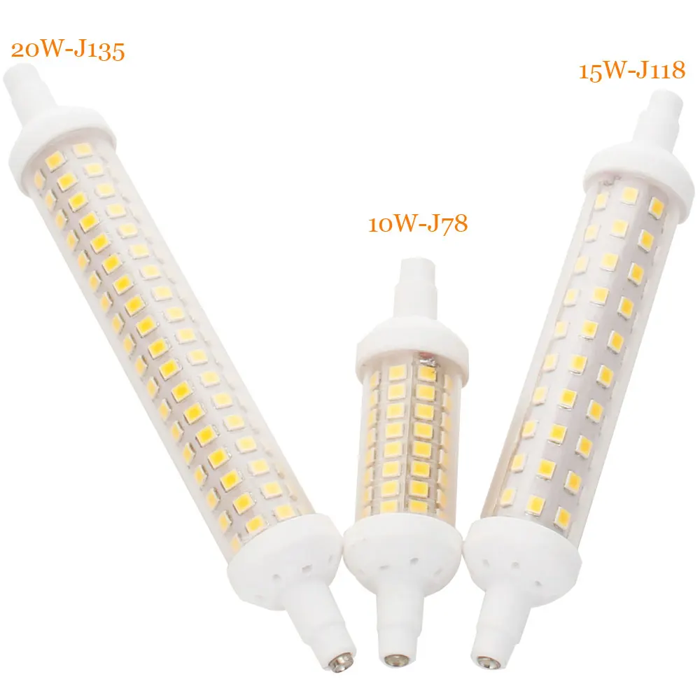 超高輝度セラミックledフラッドライト,r7s,j78,j118,j135,10-20w,2835 smd,ハロゲンランプの代わり,78mm,118mm,10w,15w,20w,コーン