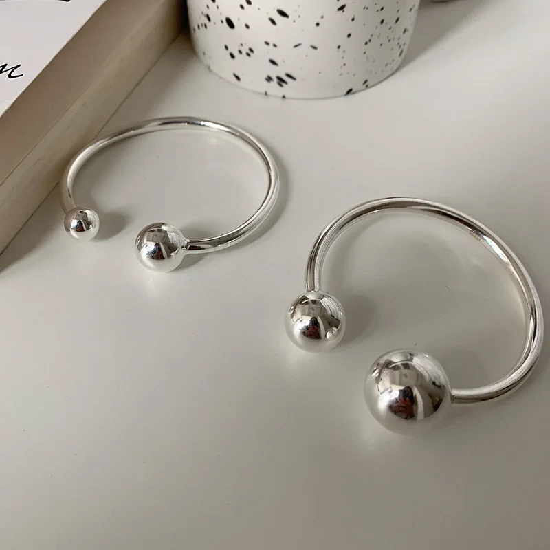 New Arrival 100% 925 Sterling Silver Hot Sell Simple Two Ball Design Lady Bangle Wholesale Jewelry Girlfriend Gift No Fade