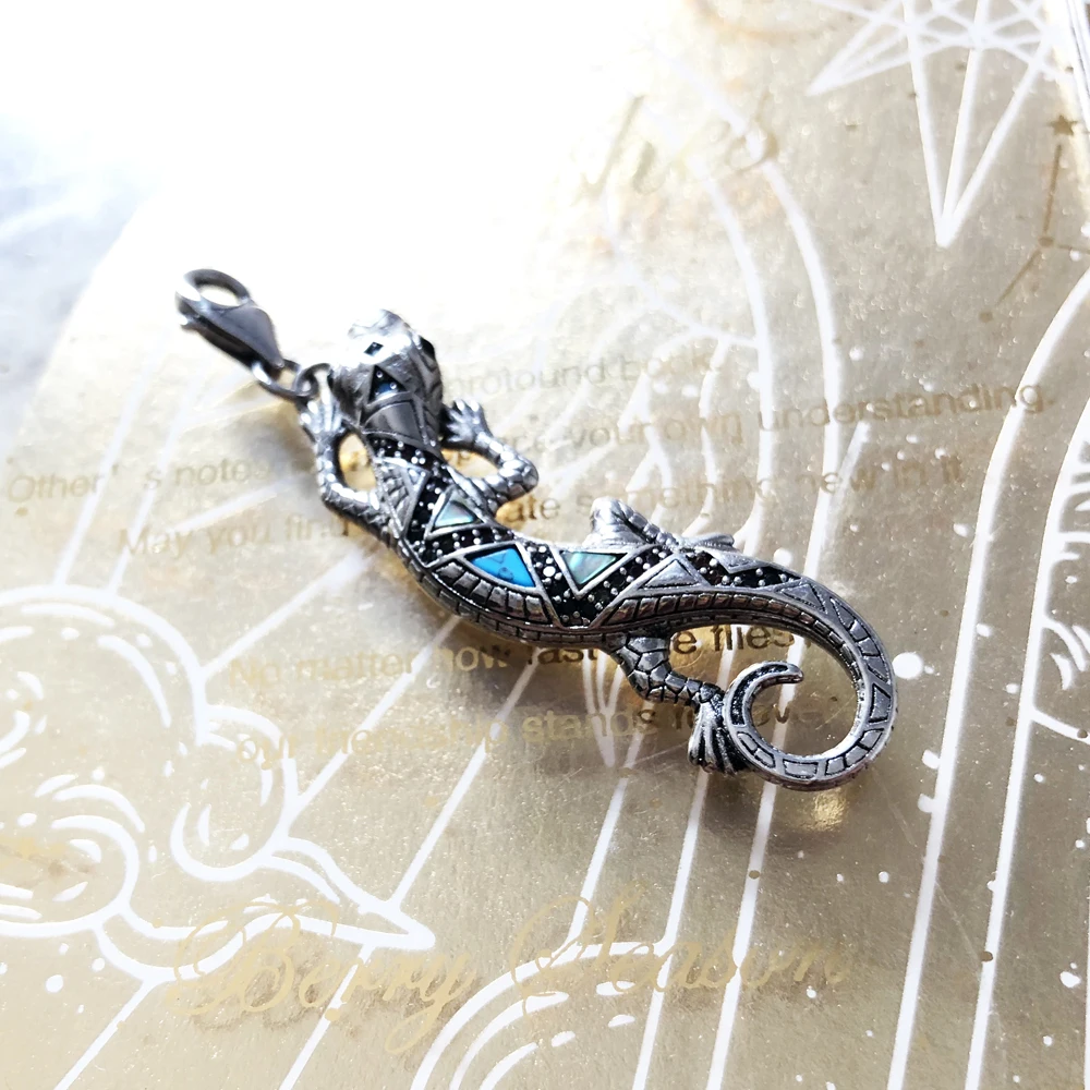 Lizard Anhänger Charme 925 Sterling Silber Türkis Geschenk Glück Schmuck Für Frauen Männer – Detail 6