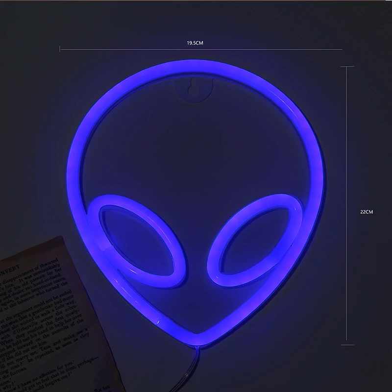 Neon Sign Alien Gezicht Vormige Muur Opknoping Verlichting Voor Thuis Kinderkamer Saucerman Led Nacht Lampen Xmas Party Vakantie art Decor