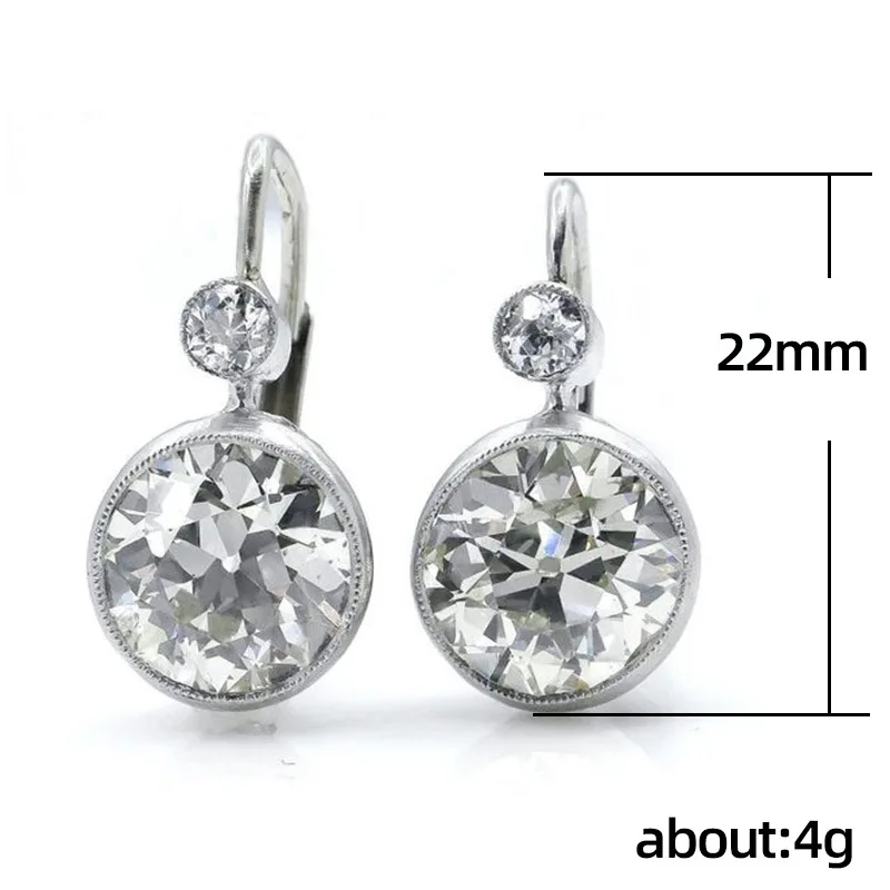 Huitan Luxury Silver Color White Cubic Zircon Brilliant Women Wedding Earring Fancy Female Gift Timeless Styling Classic Jewelry