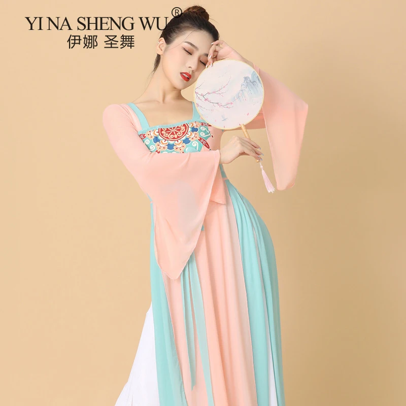 Nowy chiński Folk zestaw do tańca wydajność ubrania sceniczne taniec nowoczesny kombinezony długie spodnie kobiety klasyczny trening taneczny kostiumy