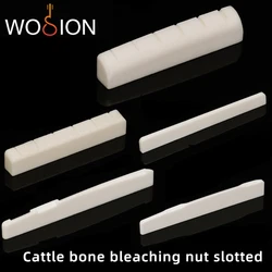 Wosion     Bovine bone bleached Acoustic guitar and Classical guitar nut slotted, upper and lower nuts slotted in various sizes。