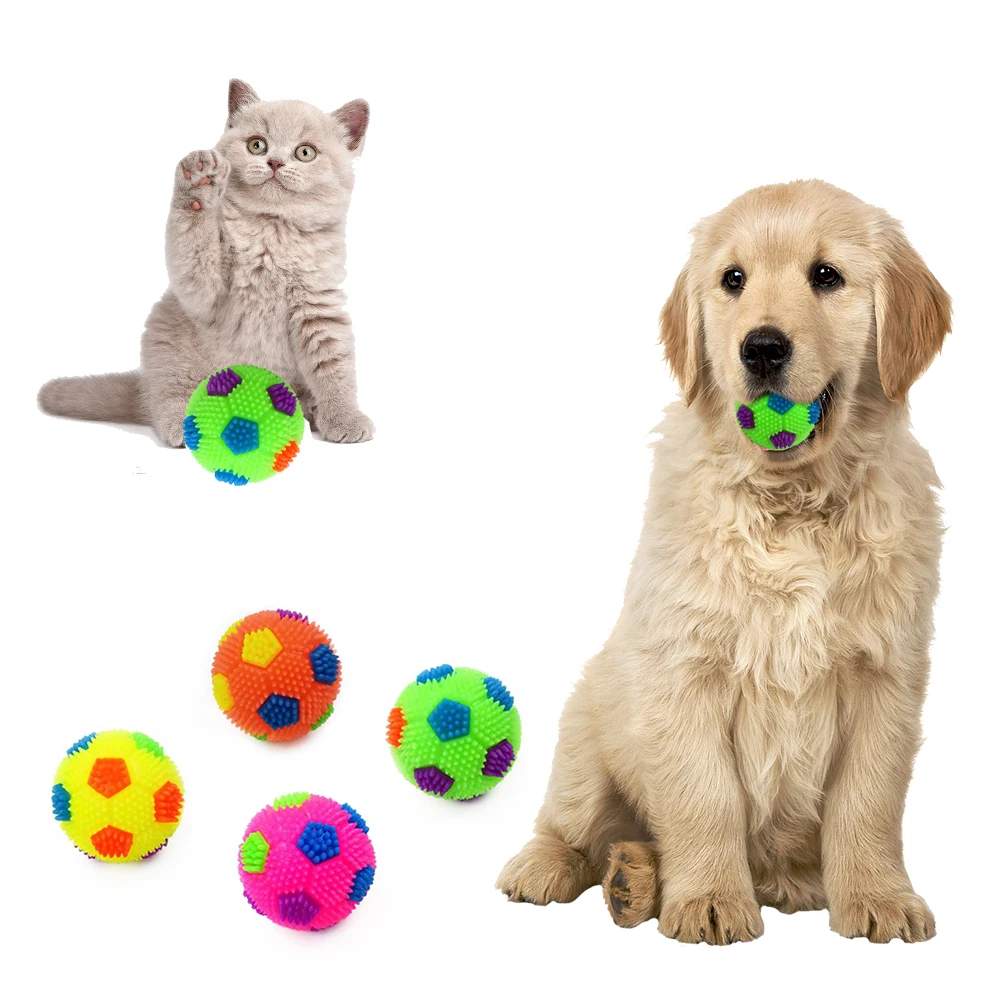 Luminous Bouncing Ball Pet Dog Puppy LED Ball Light Up Flashing Play Toy Chasing Bounce Spiky Ball Pet Interactive Toys