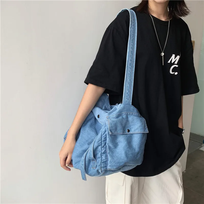 Women Denim Blue Shoulder Bag New Design Brand Female Canvas Jeans Tote Handbags Large Vintage Crossbody Travel Mochila