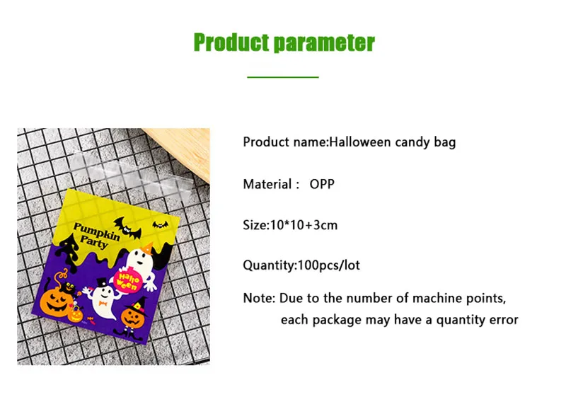 50pcs Halloween Small Packaging Bags Plastic Biscuits Packing Supplies Cartoon Ghost Pumpkin Castle Gift DIY Cookies Candy Wrap