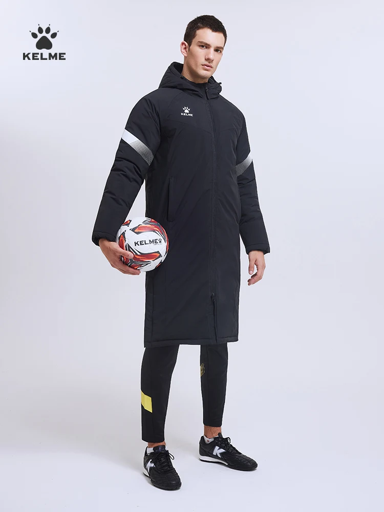 KELME  Authentic Cotton Clothing Men And Women Long Football Training Jacket Warm Winter Sports Coat Jacket 8161MF1003