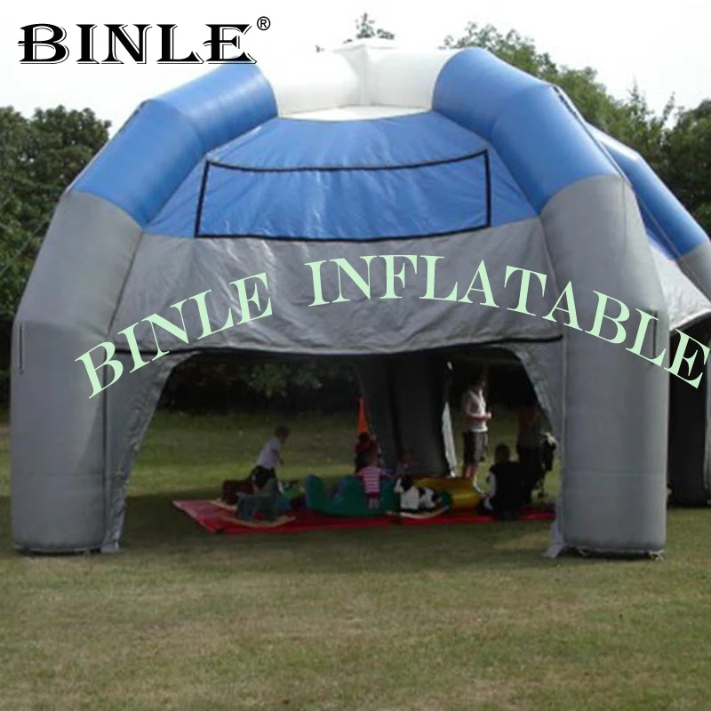 Carpa de araña inflable de 5 patas, carpa Gazebo con pancarta de pegatina extraíble, refugio de marquesina con cinturón solar para diferentes eventos, azul, Ngrey