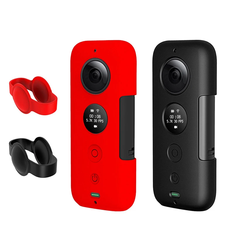 Capa protetora de silicone macio para câmera insta360, proteção contra arranhões e poeira, acessórios esportivos